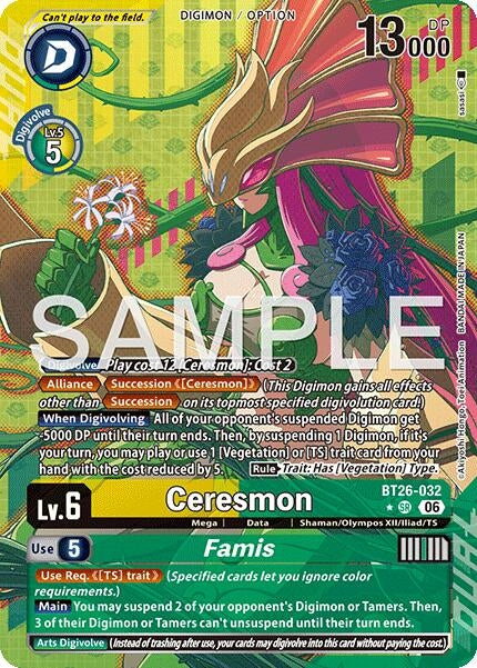 Image for Ceresmon // Famis (Alternate Art) (BT26-032 SR) (Timeless Bonds) (BT-26) - Digimon Card Game