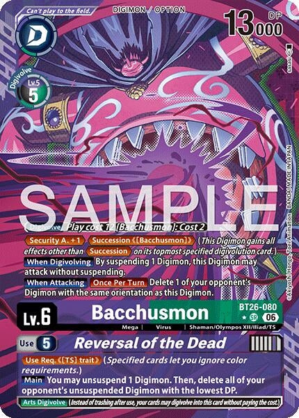 Image for Bacchusmon // Reversal of the Dead (Alternate Art) (BT26-080 SR) (Timeless Bonds) (BT-26) - Digimon Card Game