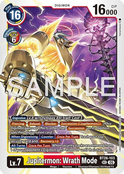 Image for Jupitermon: Wrath Mode (BT26-103 SEC) (Timeless Bonds) (BT-26) - Digimon Card Game