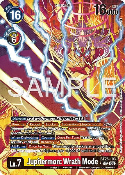 Image for Jupitermon: Wrath Mode (Alternate Art) (BT26-103 SEC) (Timeless Bonds) (BT-26) - Digimon Card Game