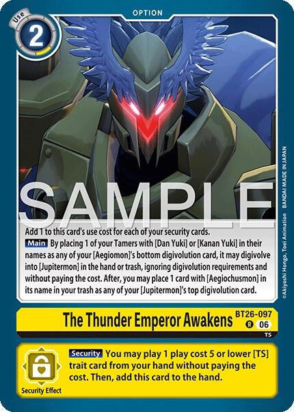 Image for The Thunder Emperor Awakens (BT26-097 R) (Timeless Bonds) (BT-26) - Digimon Card Game