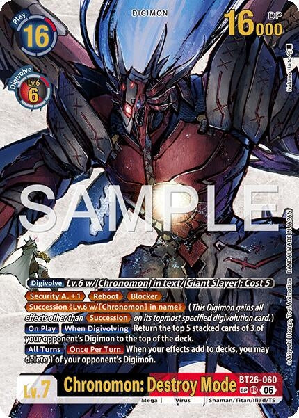Image for Chronomon: Destroy Mode (SP) (BT26-060 UR) (Timeless Bonds) (BT-26) - Digimon Card Game