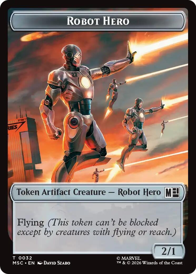Image for Robot Hero // Villain Double-Sided Token (32 // 9) (Commander: Marvel Super Heroes) (MSC) - Magic: The Gathering