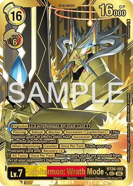 Image for Jupitermon: Wrath Mode (Rare Pull) (BT26-103 SEC) (Timeless Bonds) (BT-26) - Digimon Card Game