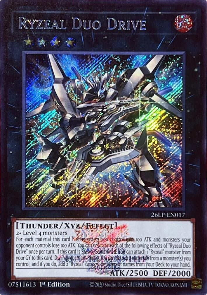 Image for Ryzeal Duo Drive (Emblazoned Secret Rare) (26LP-EN017) (Limited Pack World Championship 2026) (26LP) - YuGiOh