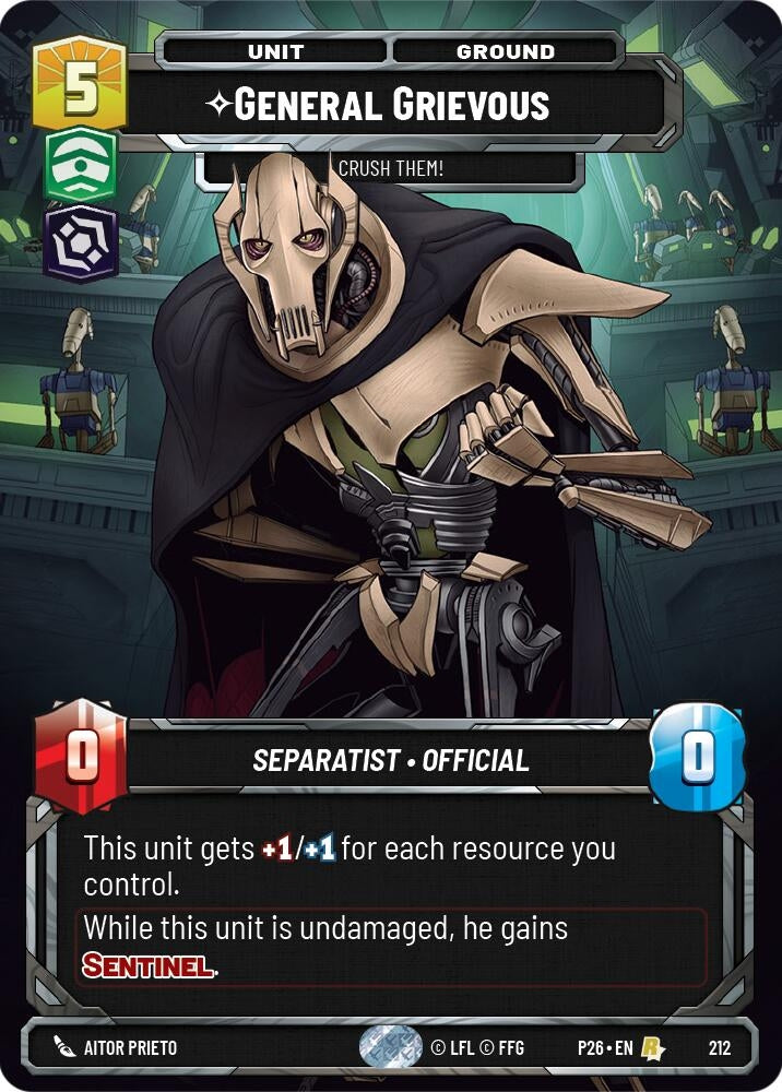 Image for General Grievous - Crush Them! (212) (Sector and Regional Promos: Season 2) (P26) - Star Wars: Unlimited
