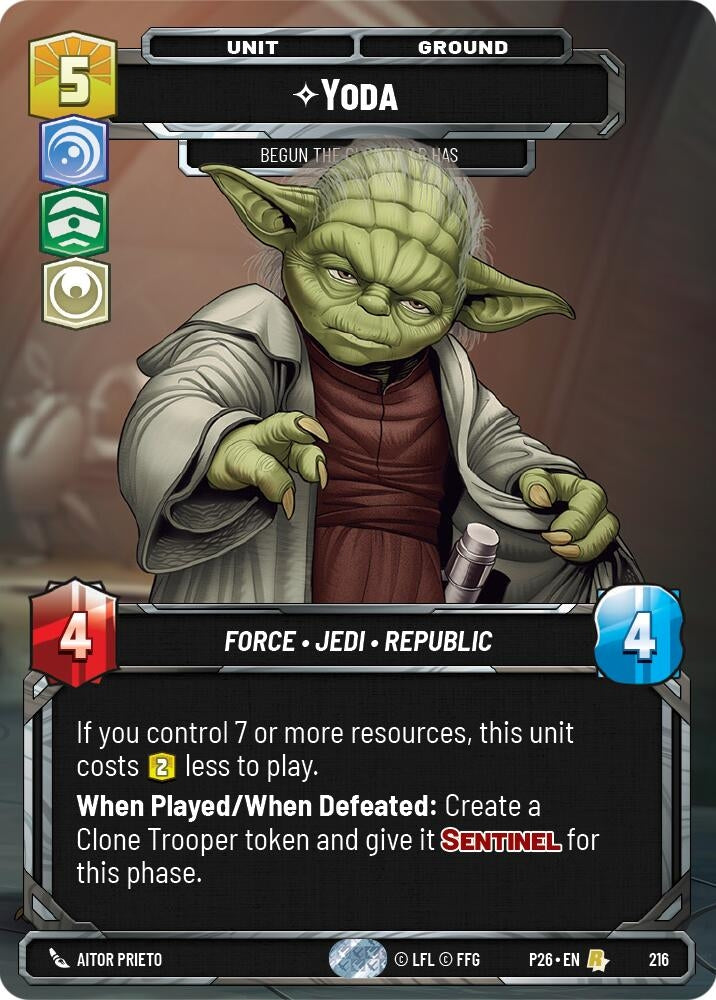 Image for Yoda - Begun, the Clone War Has (Foil) (216) (Sector and Regional Promos: Season 2) (P26) - Star Wars: Unlimited