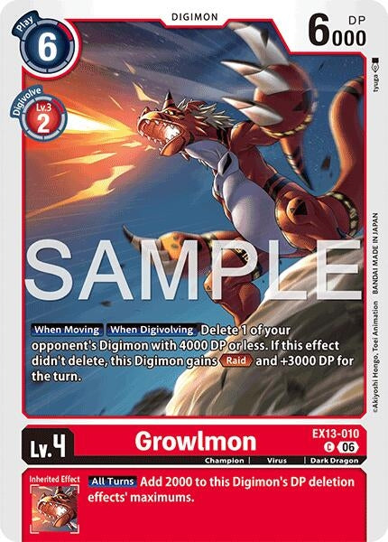 Image for Growlmon (EX13-010 C) (Chivalrous XIII) (EX-13) - Digimon Card Game