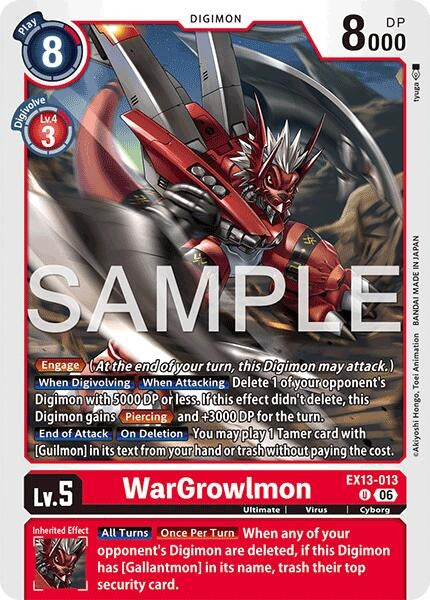 Image for WarGrowlmon (EX13-013 U) (Chivalrous XIII) (EX-13) - Digimon Card Game