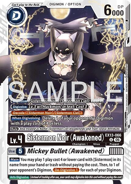 Image for Sistermon Noir (Awakened) // Mickey Bullet (Awakened) (EX13-066 U) (Chivalrous XIII) (EX-13) - Digimon Card Game