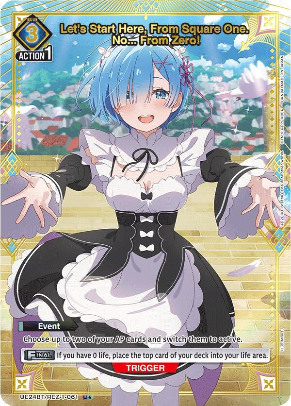 Image for Let's Start Here, From Square One. No... From Zero! (U*) (UE24BT/REZ-1-061) (UE24BT: Re:ZERO -Starting Life in Another World-) (UE24BT) - Union Arena