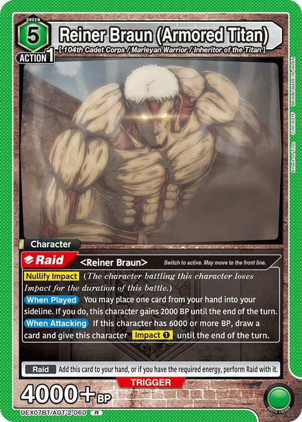 Image for Reiner Braun (Armored Titan) (060) (UEX07BT/AOT-2-060) (UEX07BT: Attack on Titan Vol. 2) (UEX07BT) - Union Arena
