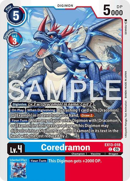 Image for Coredramon - EX13-018 (EX13-018 C) (Chivalrous XIII) (EX-13) - Digimon Card Game