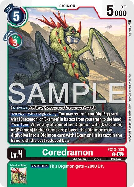 Image for Coredramon - EX13-039 (EX13-039 C) (Chivalrous XIII) (EX-13) - Digimon Card Game