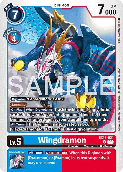 Image for Wingdramon (EX13-021 U) (Chivalrous XIII) (EX-13) - Digimon Card Game