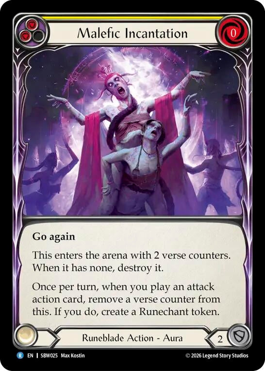 Image for Malefic Incantation (Yellow) (SBW025) (Silver Age: Usurp the Shadow Throne) (SAT) - Flesh and Blood TCG