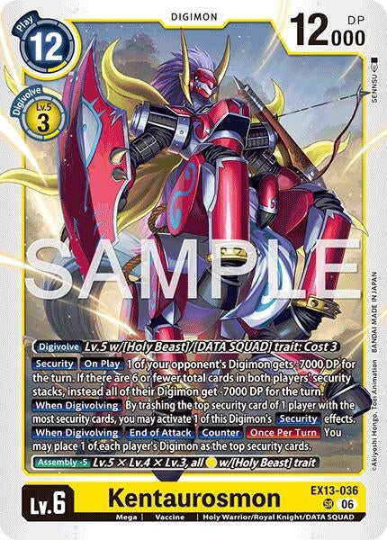 Image for Kentaurosmon (EX13-036 SR) (Chivalrous XIII) (EX-13) - Digimon Card Game