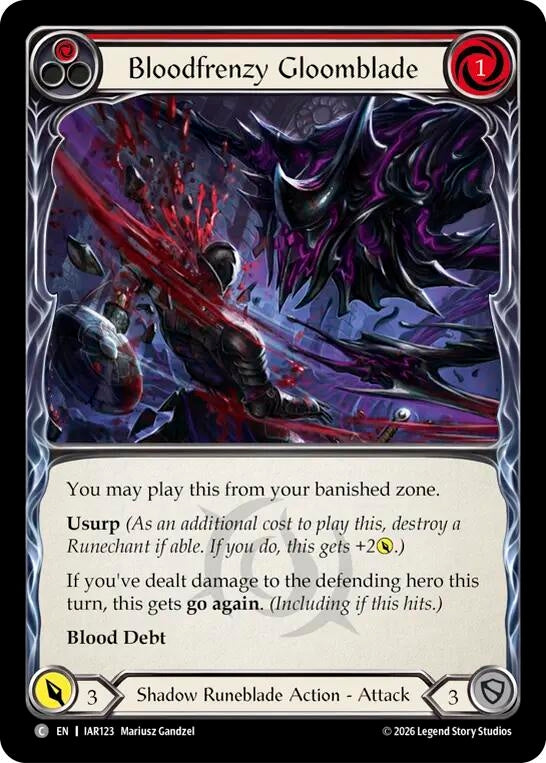 Image for Bloodfrenzy Gloomblade (Red) (IAR123) (Usurp the Shadow Throne) (IAR) - Flesh and Blood TCG