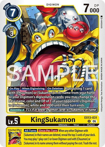 Image for KingSukamon (EX13-031 R) (Chivalrous XIII) (EX-13) - Digimon Card Game