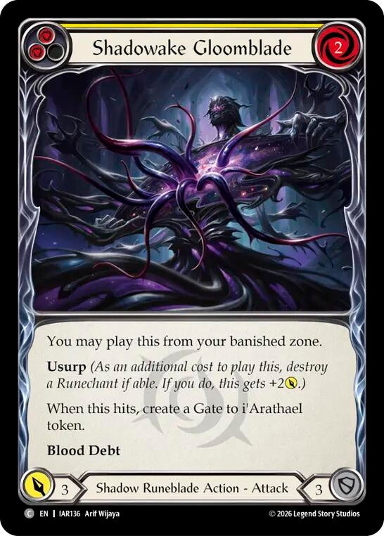 Image for Shadowake Gloomblade (Yellow) (IAR136) (Usurp the Shadow Throne) (IAR) - Flesh and Blood TCG