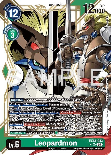 Image for Leopardmon (Alternate Art) (EX13-043 SR) (Chivalrous XIII) (EX-13) - Digimon Card Game