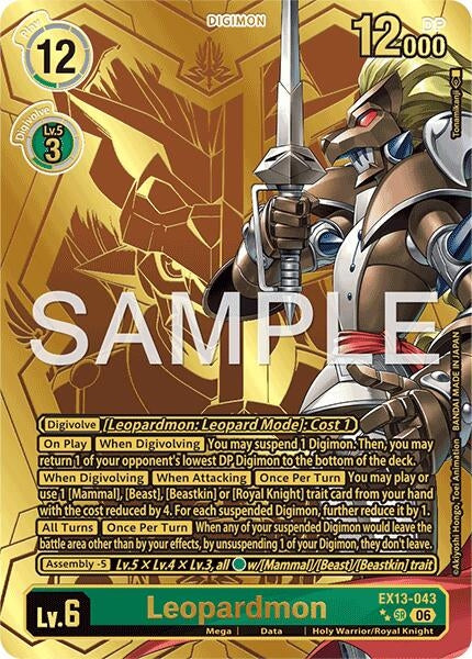 Image for Leopardmon (Rare Pull) (EX13-043 SR) (Chivalrous XIII) (EX-13) - Digimon Card Game