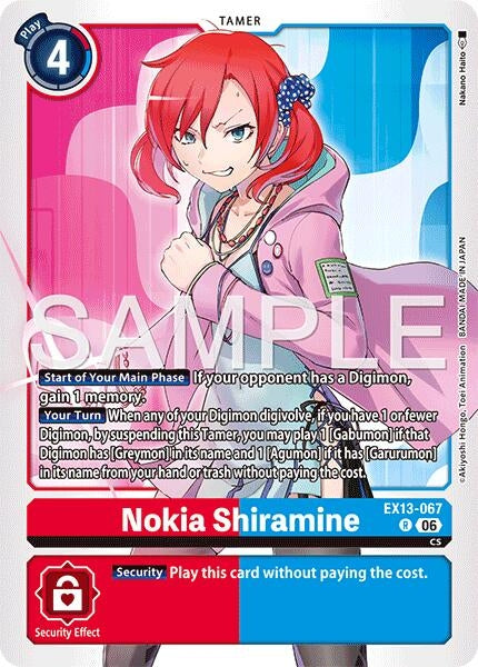 Image for Nokia Shiramine (EX13-067 R) (Chivalrous XIII) (EX-13) - Digimon Card Game