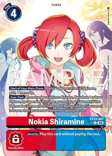 Image for Nokia Shiramine (Alternate Art) (EX13-067 R) (Chivalrous XIII) (EX-13) - Digimon Card Game