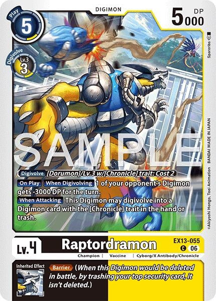 Image for Raptordramon (EX13-055 C) (Chivalrous XIII) (EX-13) - Digimon Card Game