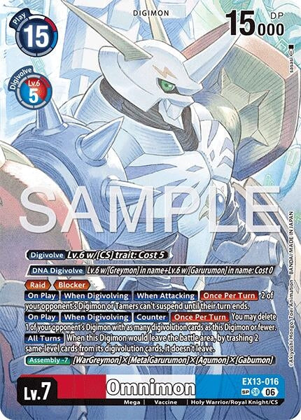 Image for Omnimon (SP) (EX13-016 SR) (Chivalrous XIII) (EX-13) - Digimon Card Game