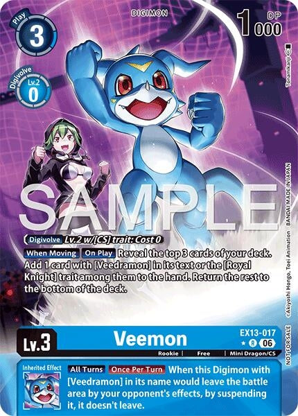 Image for Veemon (Extended Art) (EX13-017 R) (Chivalrous XIII) (EX-13) - Digimon Card Game