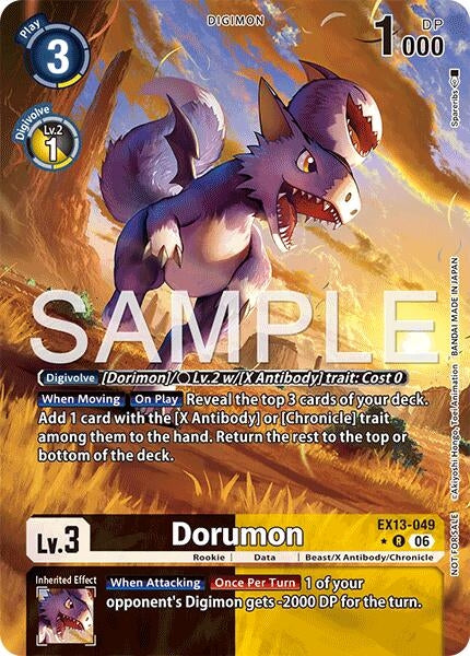 Image for Dorumon (Extended Art) (EX13-049 R) (Chivalrous XIII) (EX-13) - Digimon Card Game