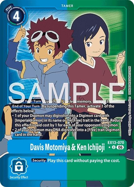 Image for Davis Motomiya & Ken Ichijoji (Limited Foil) (EX13-070 U) (Chivalrous XIII) (EX-13) - Digimon Card Game