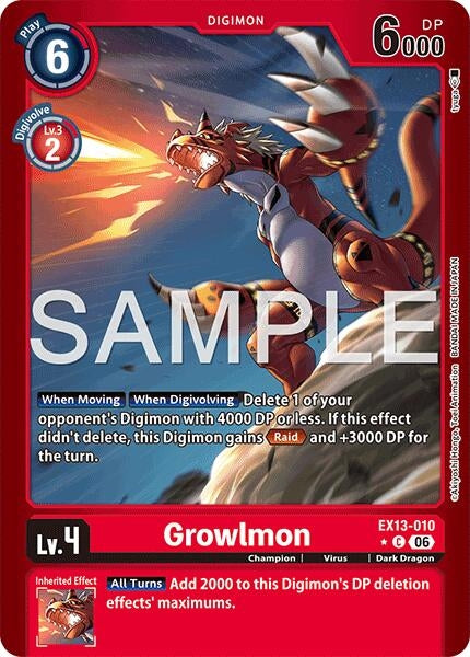 Image for Growlmon (Limited Foil) (EX13-010 C) (Chivalrous XIII) (EX-13) - Digimon Card Game