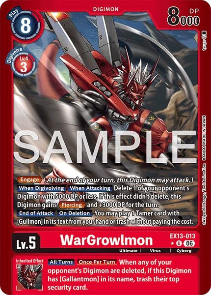 Image for WarGrowlmon (Limited Foil) (EX13-013 U) (Chivalrous XIII) (EX-13) - Digimon Card Game