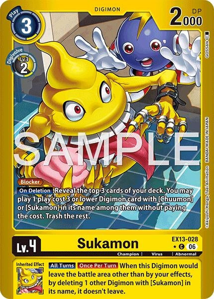 Image for Sukamon (Limited Foil) (EX13-028 C) (Chivalrous XIII) (EX-13) - Digimon Card Game