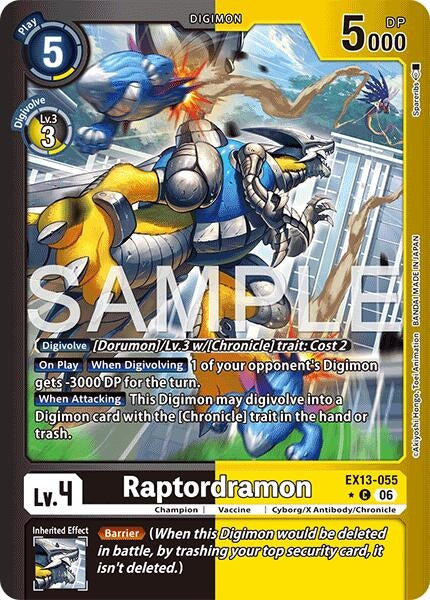 Image for Raptordramon (Limited Foil) (EX13-055 C) (Chivalrous XIII) (EX-13) - Digimon Card Game