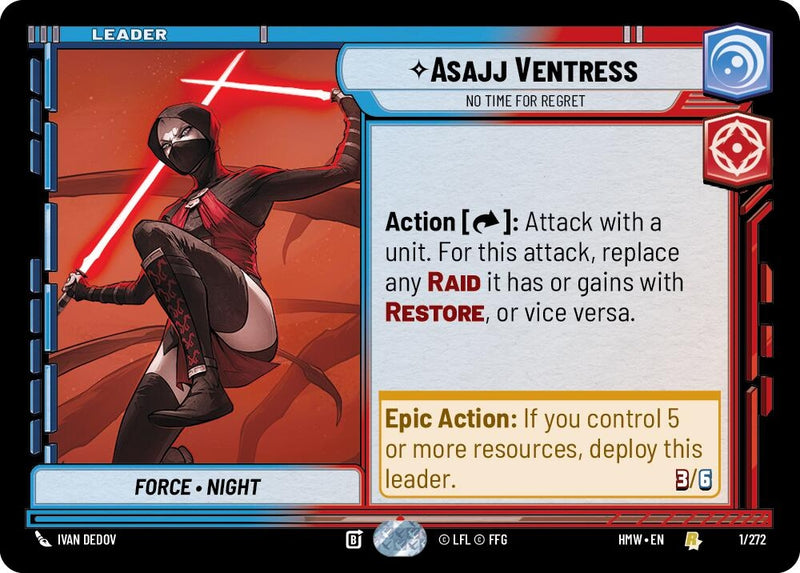 Image for Asajj Ventress - No Time For Regret (1/272) (Homeworlds) (HMW) - Star Wars: Unlimited