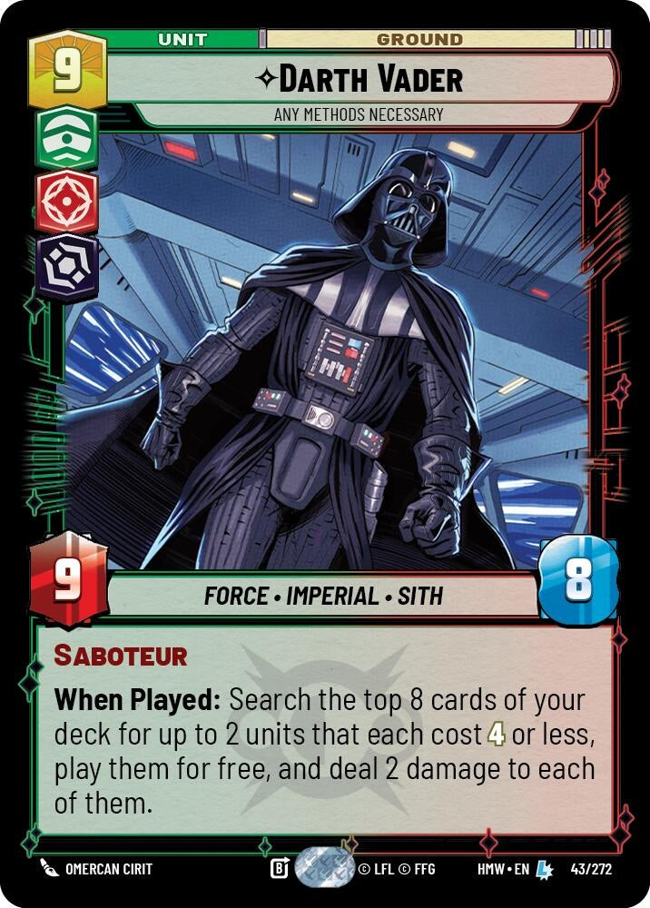 Image for Darth Vader - Any Methods Necessary (43/272) (Homeworlds) (HMW) - Star Wars: Unlimited