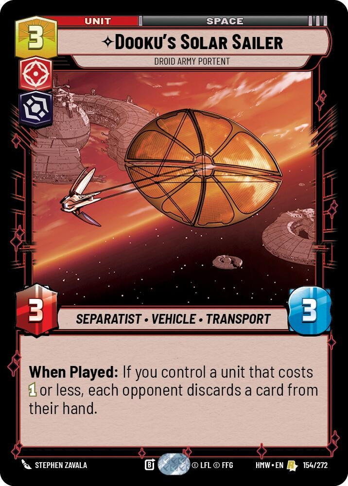 Image for Dooku's Solar Sailer - Droid Army Portent (154/272) (Homeworlds) (HMW) - Star Wars: Unlimited
