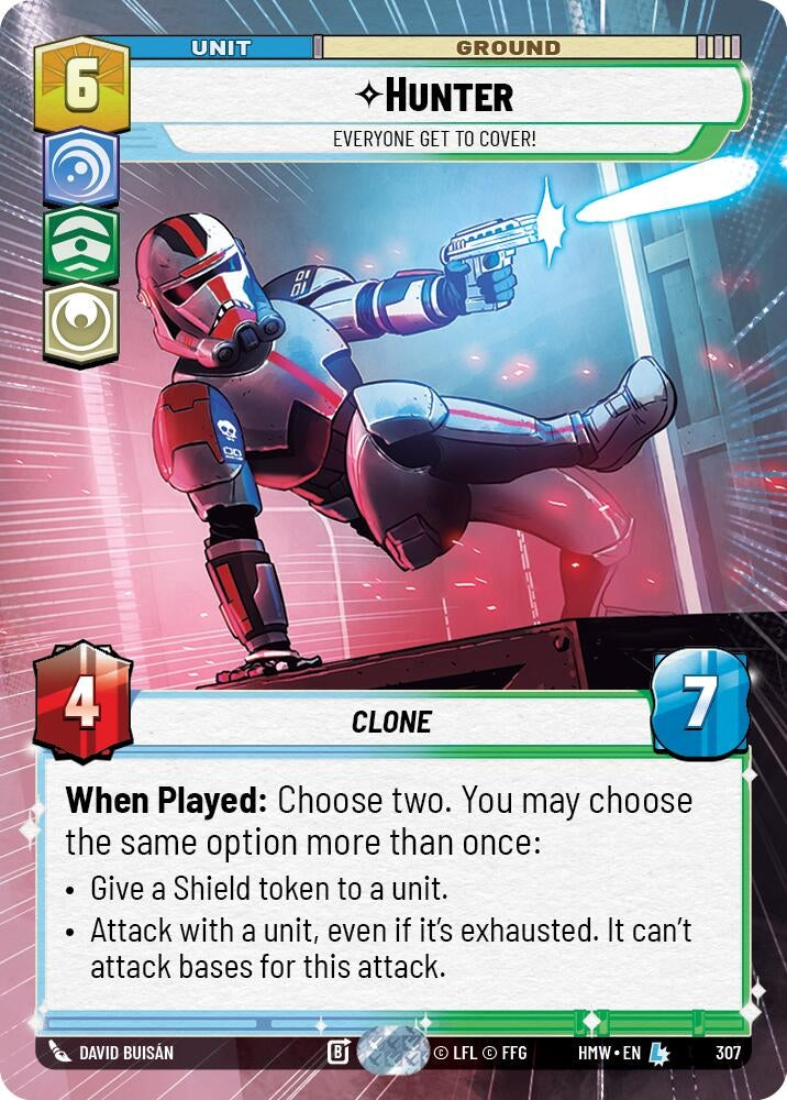 Image for Hunter - Everyone Get to Cover! (Hyperspace) (307) (Homeworlds) (HMW) - Star Wars: Unlimited