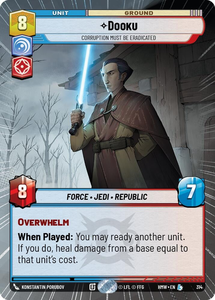 Image for Dooku - Corruption Must Be Eradicated (Hyperspace) (314) (Homeworlds) (HMW) - Star Wars: Unlimited
