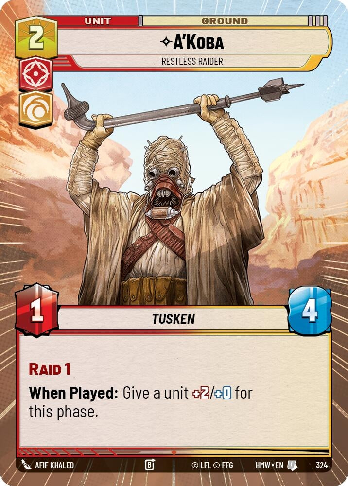 Image for A'Koba - Restless Raider (Hyperspace) (324) (Homeworlds) (HMW) - Star Wars: Unlimited