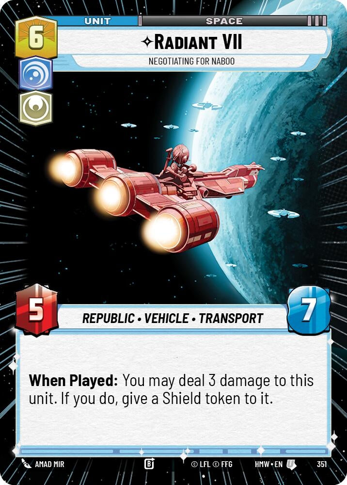 Image for Radiant VII - Negotiating for Naboo (Hyperspace) (351) (Homeworlds) (HMW) - Star Wars: Unlimited