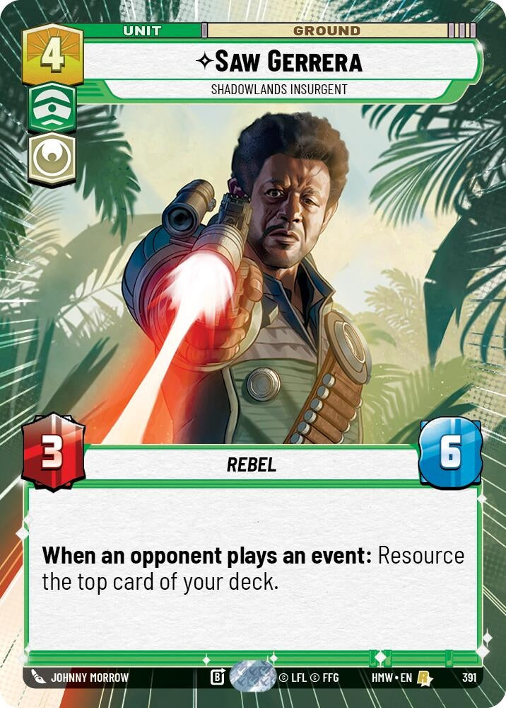 Image for Saw Gerrera - Shadowlands Insurgent (Hyperspace) (391) (Homeworlds) (HMW) - Star Wars: Unlimited