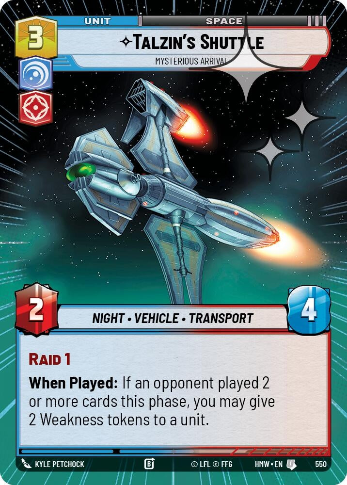 Image for Talzin's Shuttle - Mysterious Arrival (Hyperspace Foil) (550) (Homeworlds) (HMW) - Star Wars: Unlimited