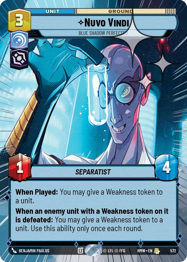 Image for Nuvo Vindi - Blue Shadow Perfected (Hyperspace Foil) (572) (Homeworlds) (HMW) - Star Wars: Unlimited