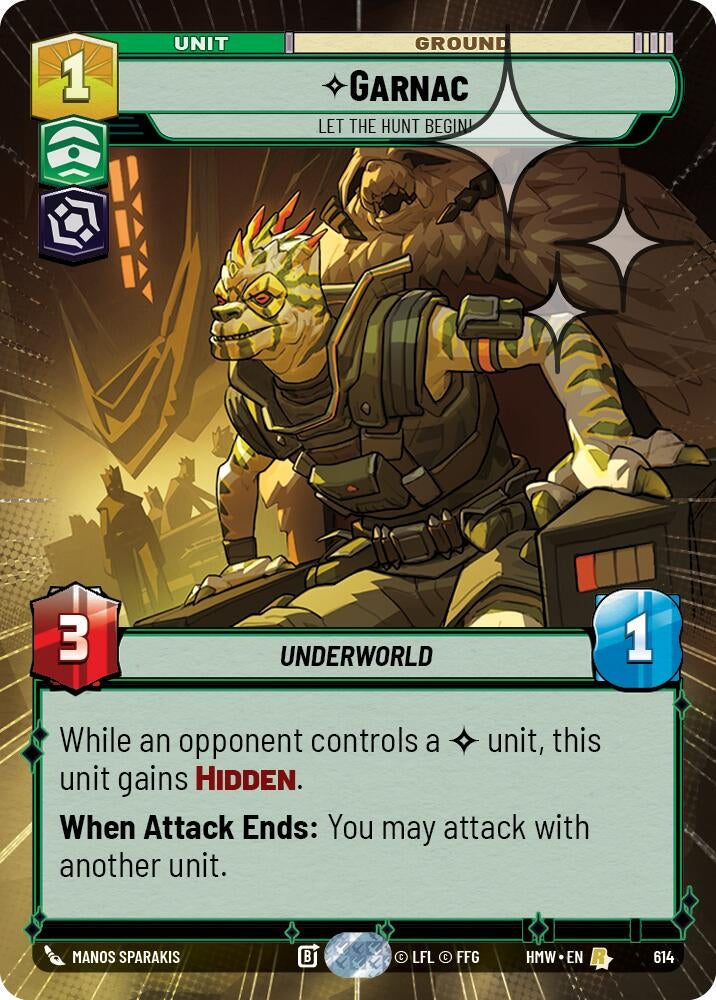 Image for Garnac - Let the Hunt Begin! (Hyperspace Foil) (614) (Homeworlds) (HMW) - Star Wars: Unlimited