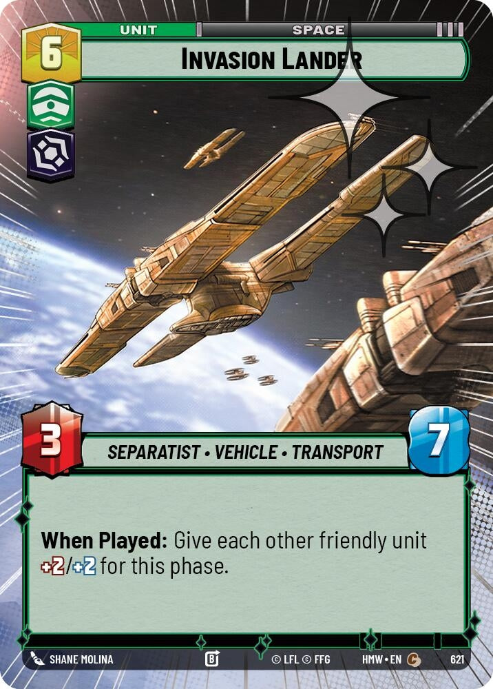 Image for Invasion Lander (Hyperspace Foil) (621) (Homeworlds) (HMW) - Star Wars: Unlimited