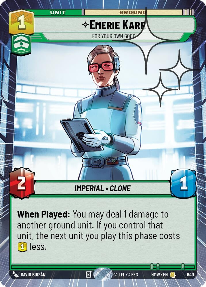 Image for Emerie Karr - For Your Own Good (Hyperspace Foil) (640) (Homeworlds) (HMW) - Star Wars: Unlimited